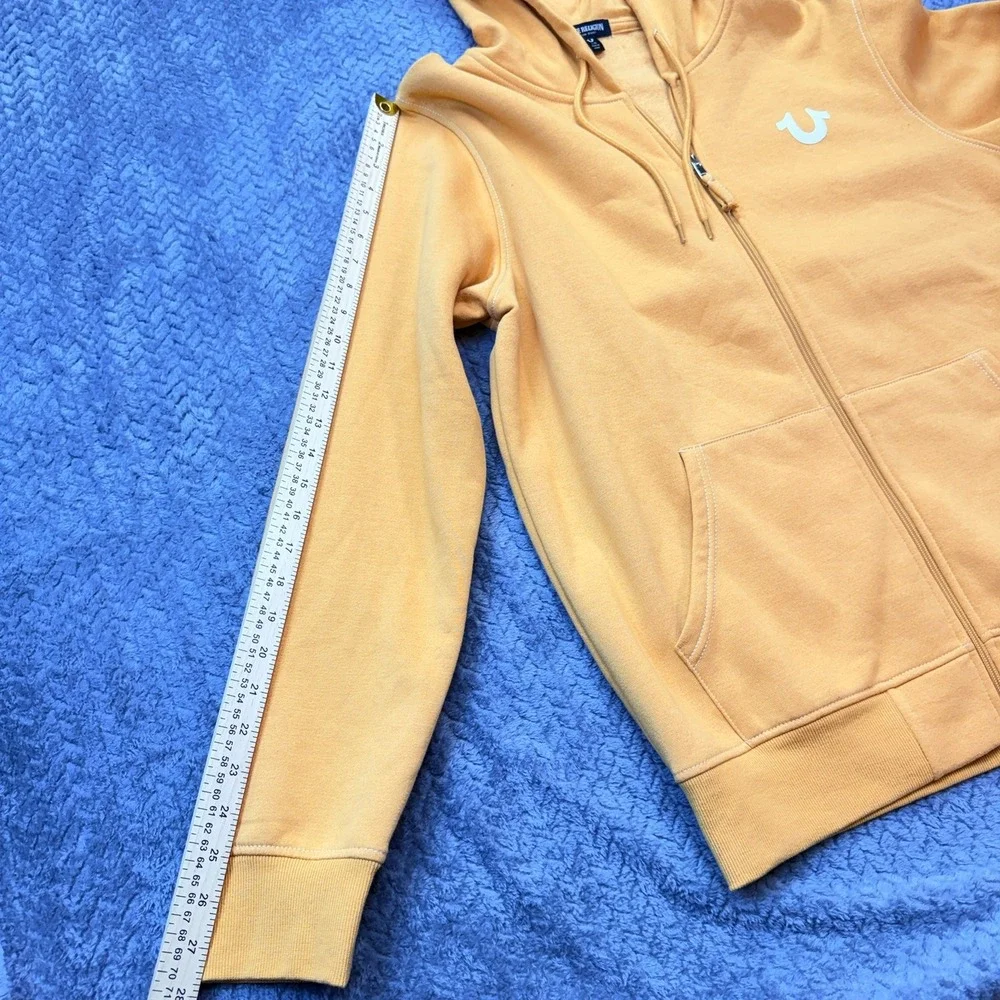 True‎ Religion Zip Hoodie Mens XL Orange Buddha Logo Seal Sweatshirt